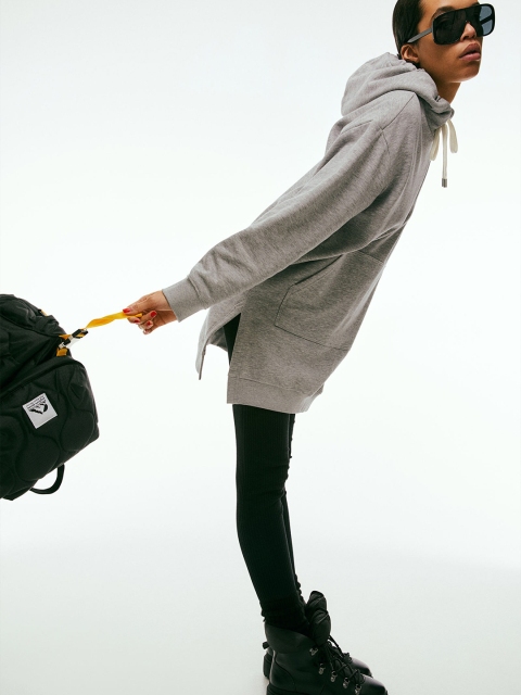 

H&M Women Grey Oversized Hoodie