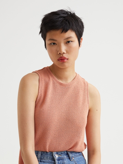 

H&M Women Orange Knitted Vest Top