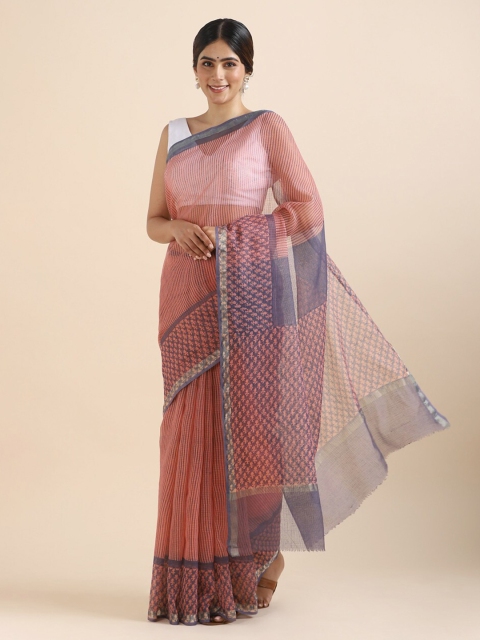 

Taneira Brown & Navy Blue Kota Sanganeri Printed Saree