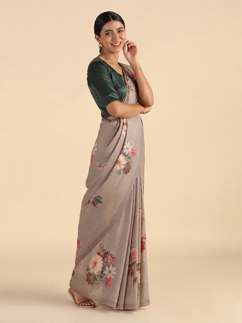 

Taneira Grey Pure Silk Tussar Saree
