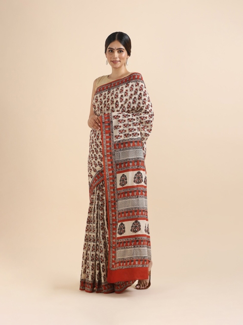 

Taneira Beige & Maroon Ethnic Motifs Pure Cotton Saree