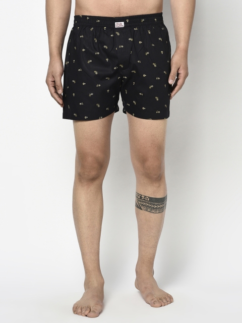 

THE DAILY OUTFITS Men Printed Cotton Boxers, Black