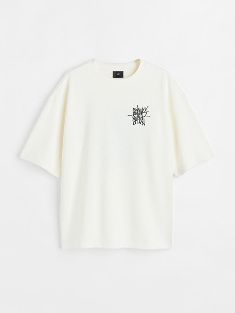 

H&M Men White Oversized Fit Cotton T-shirt