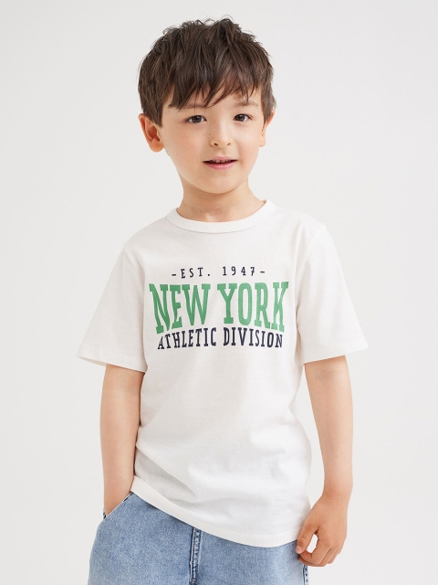 

H&M Boys White Typography Printed Cotton T-shirt