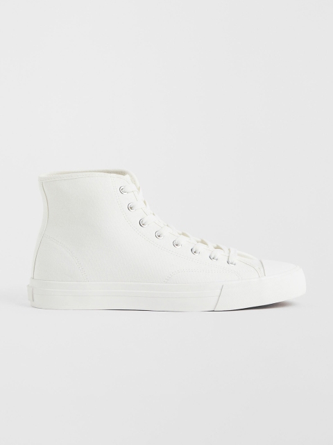 

H&M Men White Canvas Hi-Top Trainers