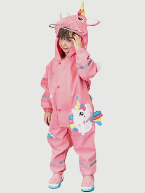 

Little Surprise Box LLP Unisex Kids Pink & Blue Unicorn Printed Rain Jumpsuit