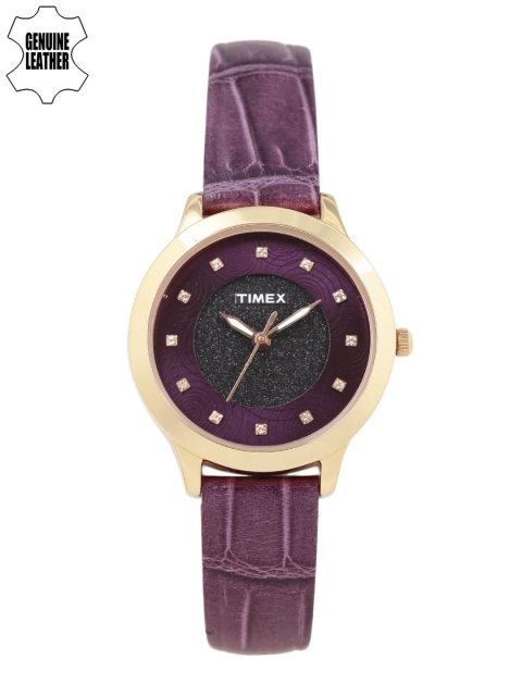

Timex Women Purple & Black Analogue Watch TW000T616