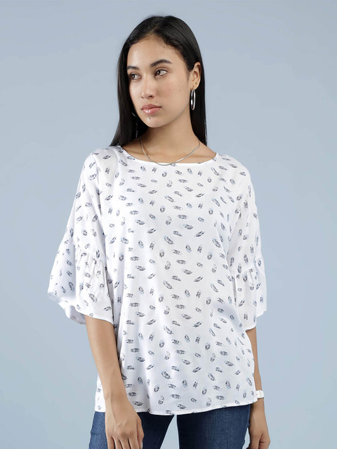 

IDK White Printed Loose Fit Top
