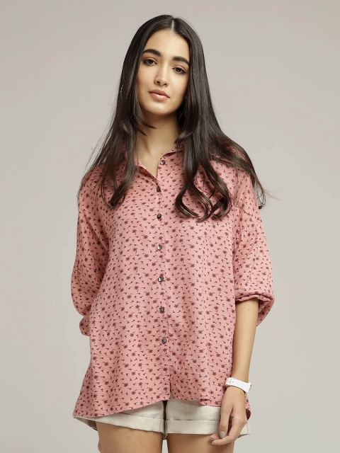 

IDK Peach-Coloured Floral Print Top