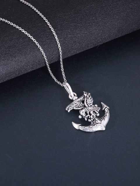 

GIVA Men 925 Sterling Silver-Plated Oxidised Eagle Eye with Link Chain