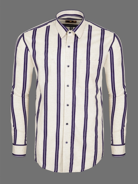 

FRENCH CROWN Men's Blue Standard Printed Formal Shirt
