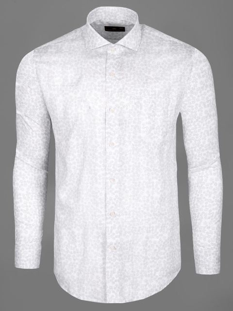 

FRENCH CROWN Men's White Standard Printed Formal Shirt