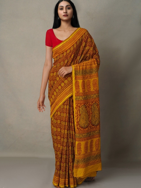 

Unnati Silks Maroon & Gold-Toned Bagh Zari Chanderi Saree