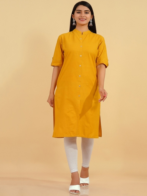 

Pikasha Women Mustard Yellow Patchwork Kurta