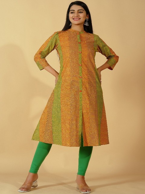 

Pikasha Women Orange & Green Kurta