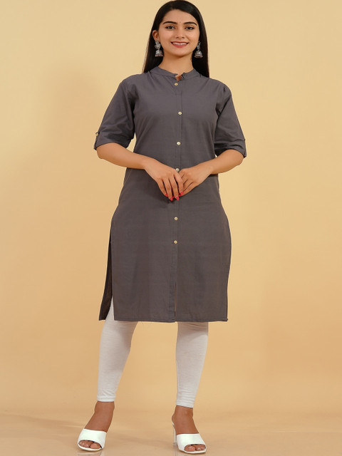 

Pikasha Women Grey Thread Work Kurta