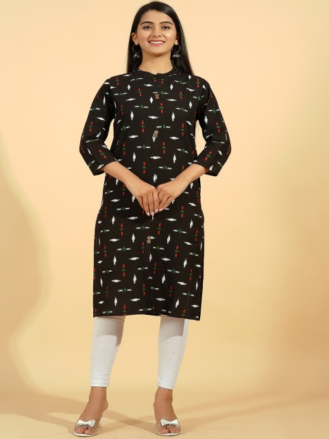 

Pikasha Women Black Printed Kurta