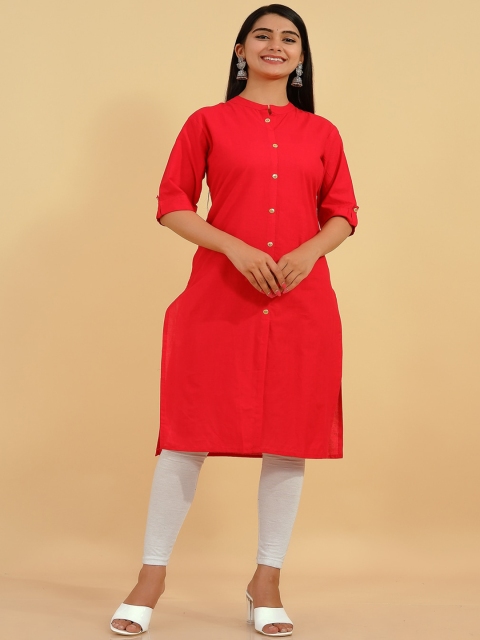 

Pikasha Women Red Straight Kurta