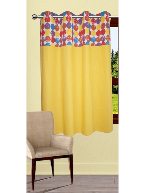 

Lushomes Yellow & Blue Window Curtain with 8 Eyelets & Tiebacks
