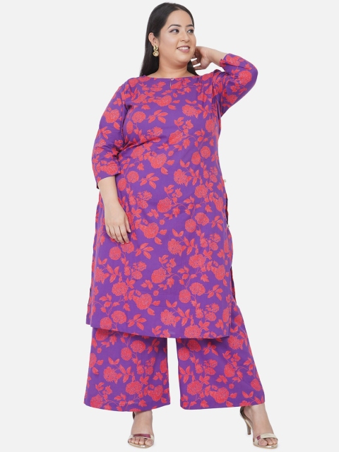 

Fabnest Curve Women Multicoloured Floral Printed Pure Cotton Kurti with Palazzos, Multi