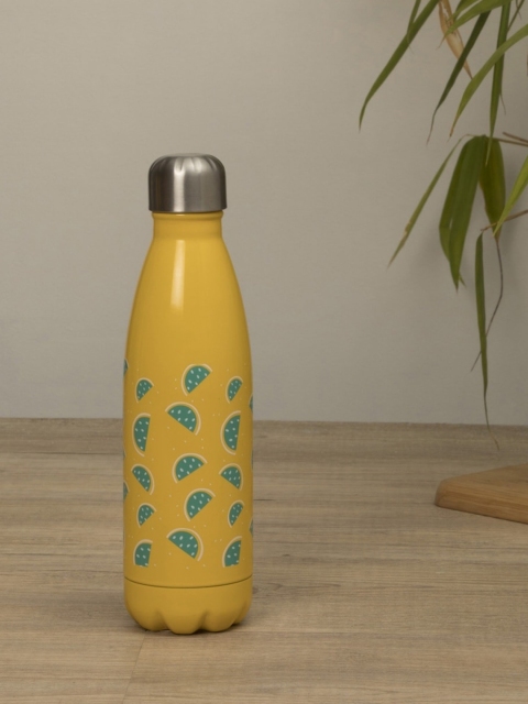 

Home Centre Yellow & Sea Green Printed Stainless Steel Water Bottle 500ml