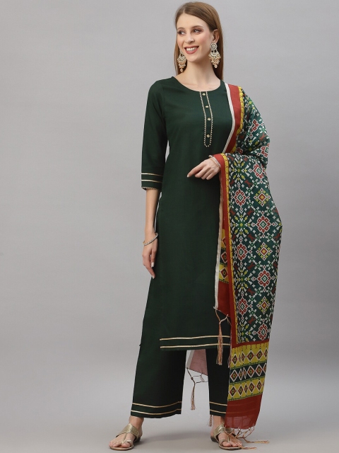 

KALINI Women Green Gotta Patti Kurta with Palazzos & With Dupatta