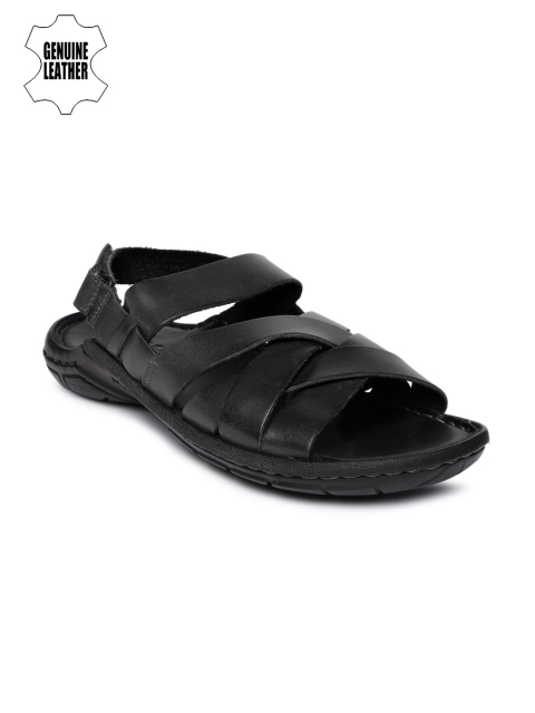 

Ruosh Men Black Genuine Leather Sandals