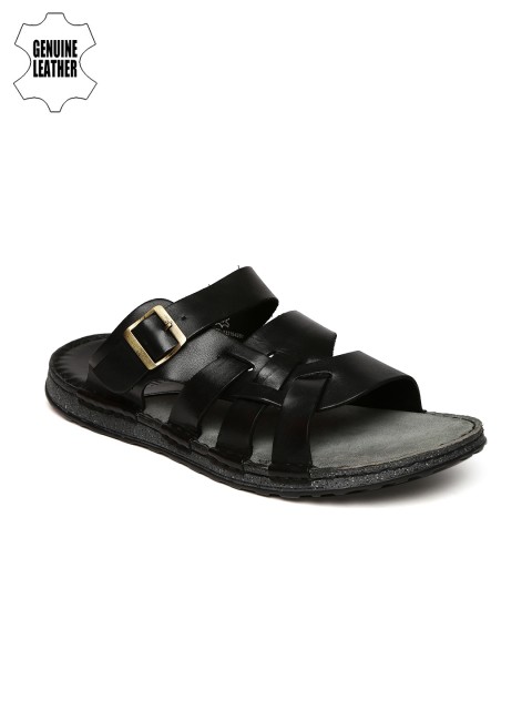 

Ruosh Smart Casual Men Black Genuine Leather Sandals