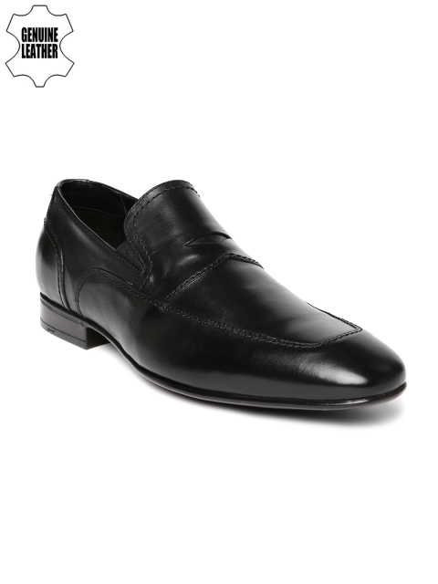 

Ruosh Men Black Genuine Leather Slip-Ons