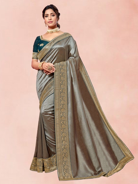 

Xenilla Beige & Gold-Toned Woven Design Silk Blend Ready to Wear Saree