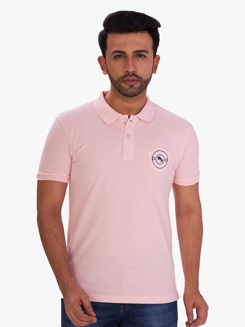 

DCot By Donear Men Pink Polo Collar T-shirt