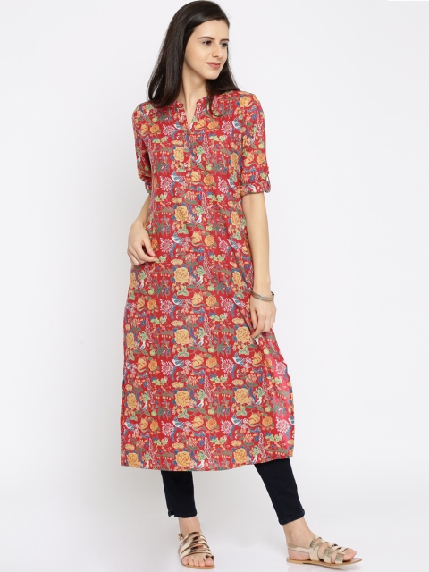 

Melange by Lifestyle Women Pink Printed Straight Kurta
