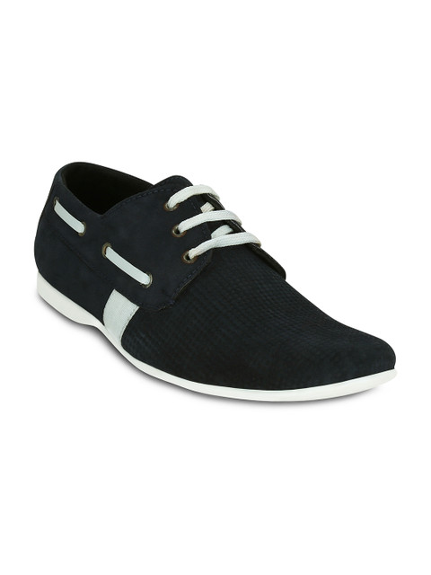 

Get Glamr Men Navy Textured Suede Boat Shoes, Navy blue