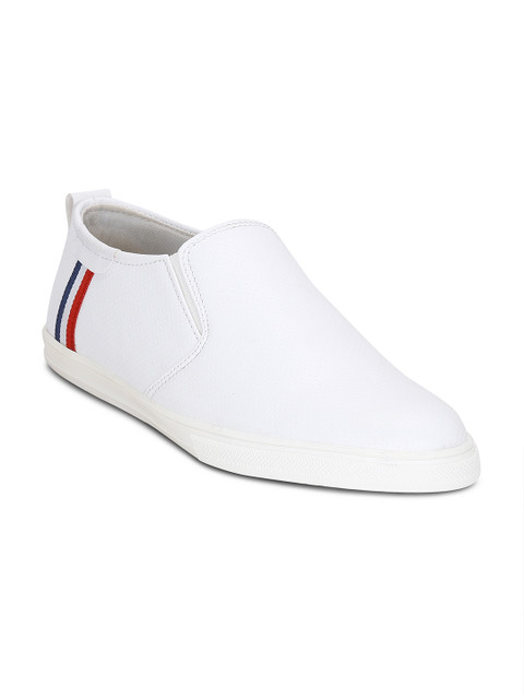 

Get Glamr Men White Perforated Slip-On Sneakers
