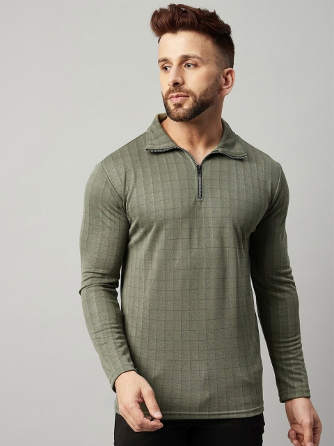 

GRITSTONES Men Olive Green Polo Collar T-shirt