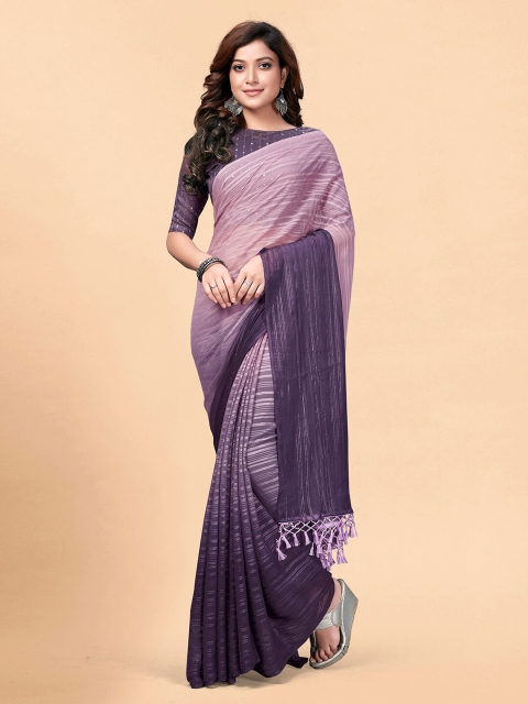 

Granthva Fab Purple & Gold-Toned Embellished Sequinned Art Silk Ready to Wear Saree