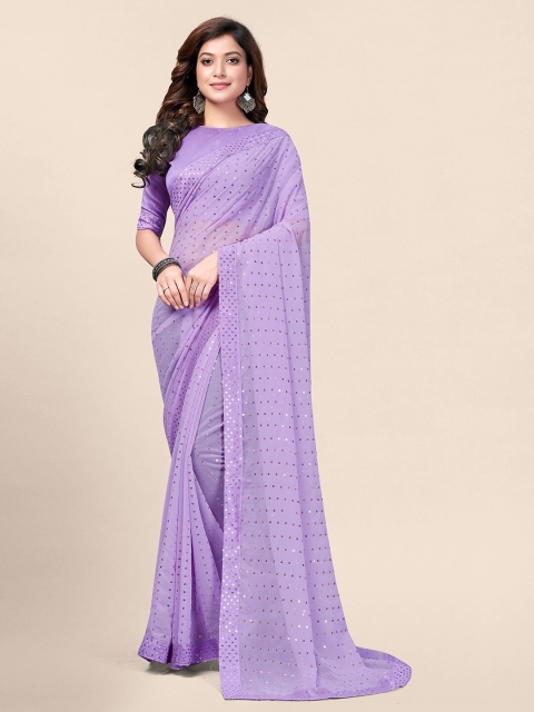 

Granthva Fab Purple Embellished Sequinned Ready to Wear Saree