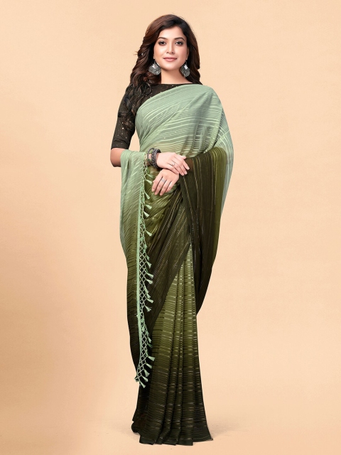 

Granthva Fab Olive Green Striped Art Silk Saree