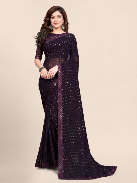 

Granthva Fab Women Purple & Gold-Toned Embellished Sequinned Ready to Wear Saree