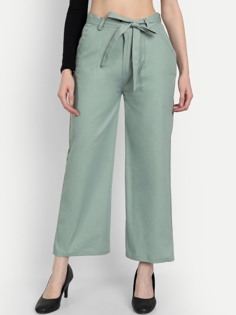 

Wicked Stitch Women Green Relaxed Straight Fit Trousers