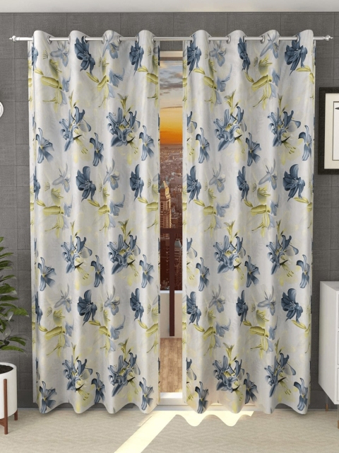 

Molly & Michel Grey & Green Set of 2 Floral Door Curtain