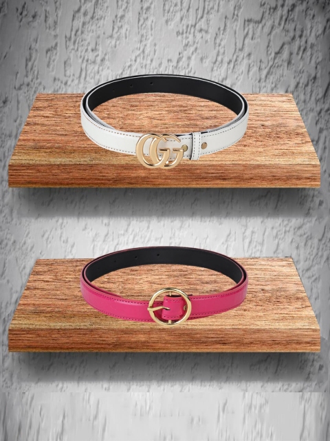 

Swiss Design Women White & Red Pack Of 2 Belt