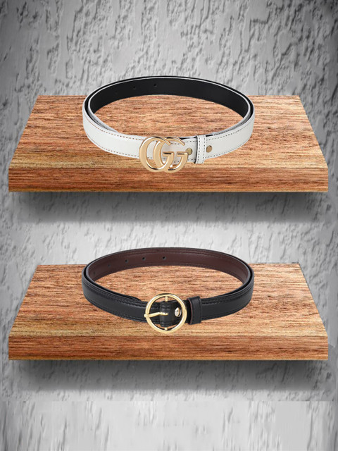 

Swiss Design Women Pack Of 2 White & Black Belts