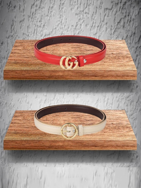 

Swiss Design Women Pack of 2 Red, Beige Belts