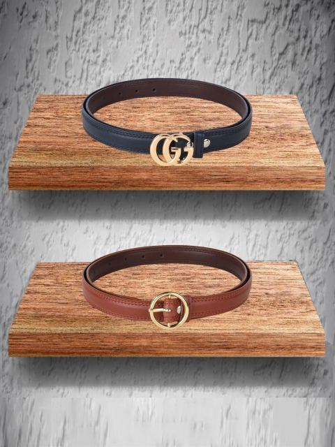 

Swiss Design Women Blue & Brown Pack Of 2 Belt
