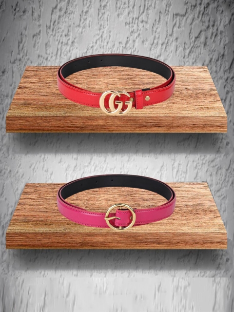 

Swiss Design Women Red & Pink Pack of 2 Belt