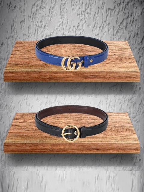 

Swiss Design Pack Of 2 Belts For Women, Blue