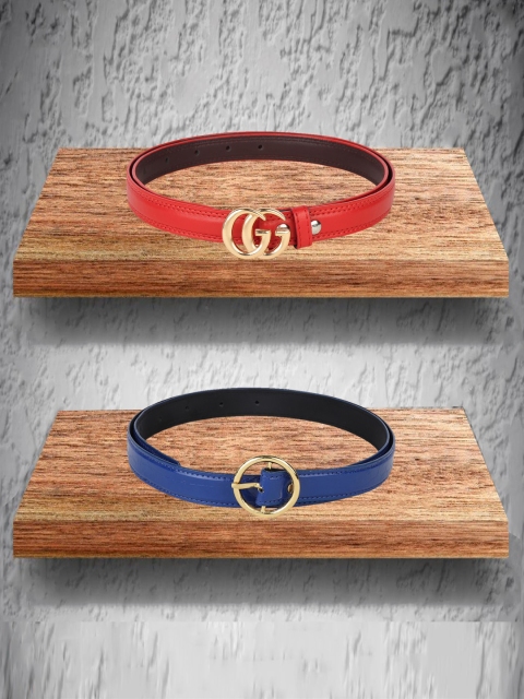 

Swiss Design Women Pack Of 2 Red & Blue Belts