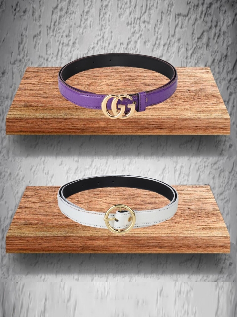 

Swiss Design Women Pack Of 2 Purple & White Belt