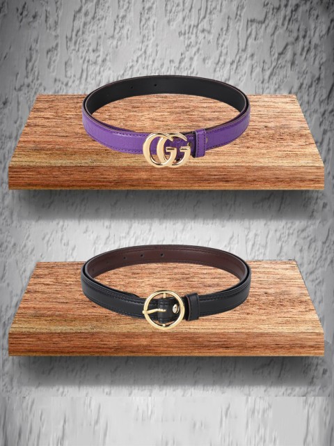 

Swiss Design Pack Of 2 Belts For Women, Purple